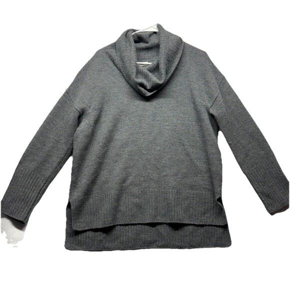 Halston Heritage Sweaters - H Halston Sweater Women's Sz L Gray 100% Extra Fine Merino Wool Knit Cowl Neck